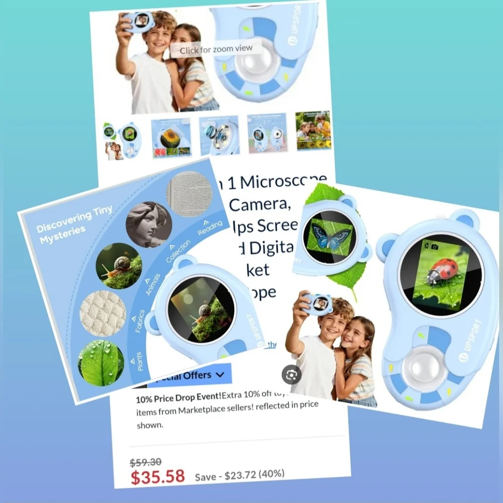 New Handheld Digital Microscope Camera Pocket Portable Little Scientist Kids
